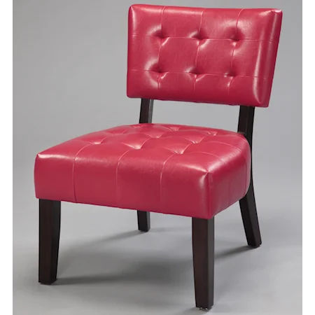 Upholstered Beverly Accent Chair with Exposed Wood & Tufted Back